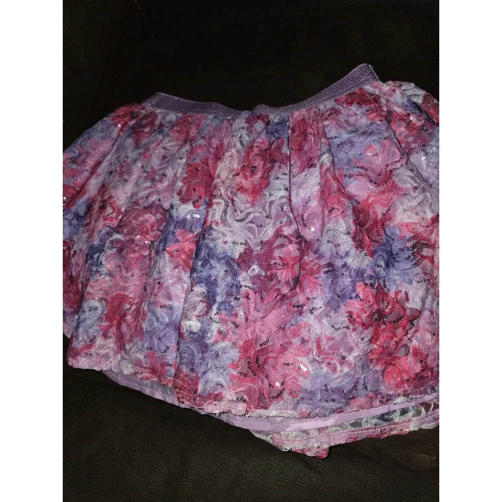 Justice purple floral outfit tank and skort size 12